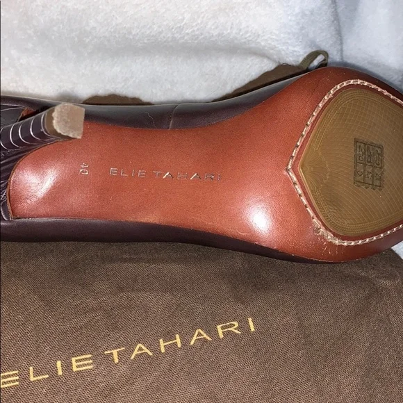 Rare Find!!! Ellie Tahari Eur Sz 40 Choc Bwn Heels - Picture 8 of 11